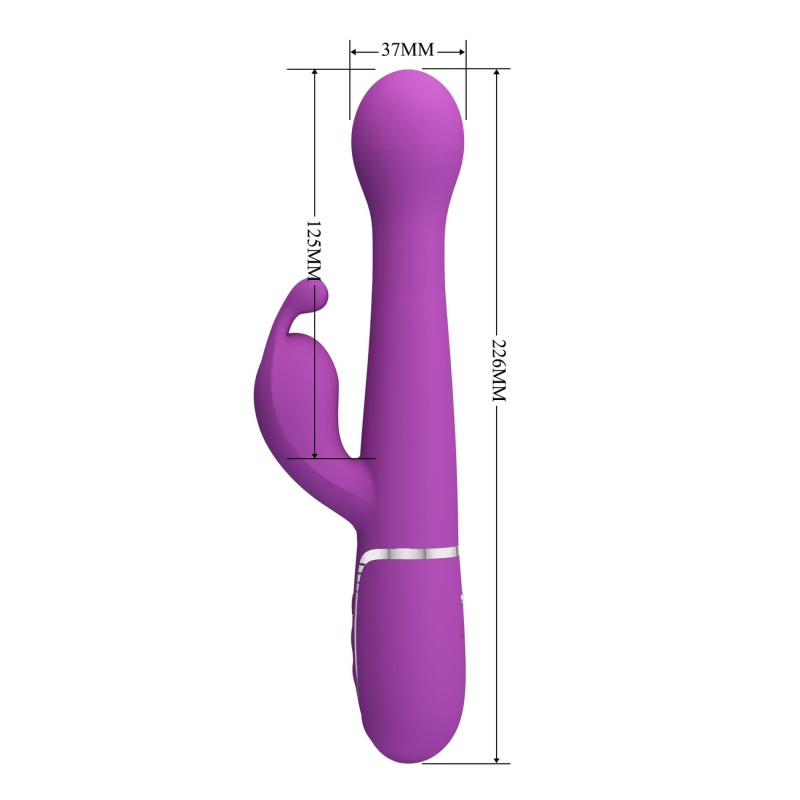 Wibrator Dejon Purple - króliczek z podwójnym silnikiem, funkcją thrustingu i rotacji, 22,6 cm - 9