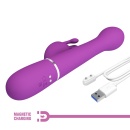 Wibrator Dejon Purple - króliczek z podwójnym silnikiem, funkcją thrustingu i rotacji, 22,6 cm - 11