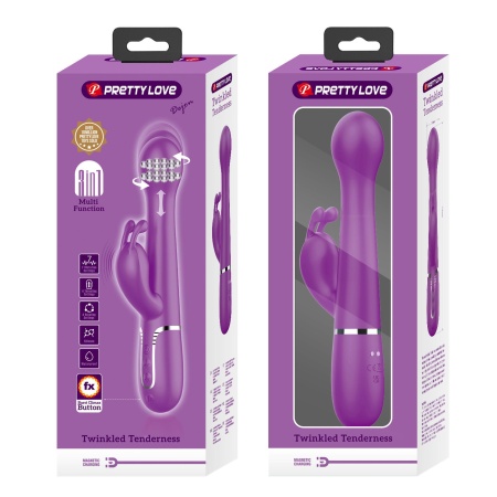 Wibrator Dejon Purple - króliczek z podwójnym silnikiem, funkcją thrustingu i rotacji, 22,6 cm - 12