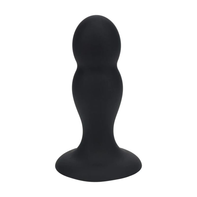 Double Rattle Liquid Silicone Anal Plug - M - Black - 1
