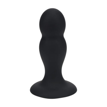 Double Rattle Liquid Silicone Anal Plug - M - Black - 1