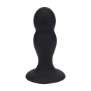 Double Rattle Liquid Silicone Anal Plug - M - Black - 1