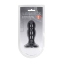 Double Rattle Liquid Silicone Anal Plug - M - Black - 2