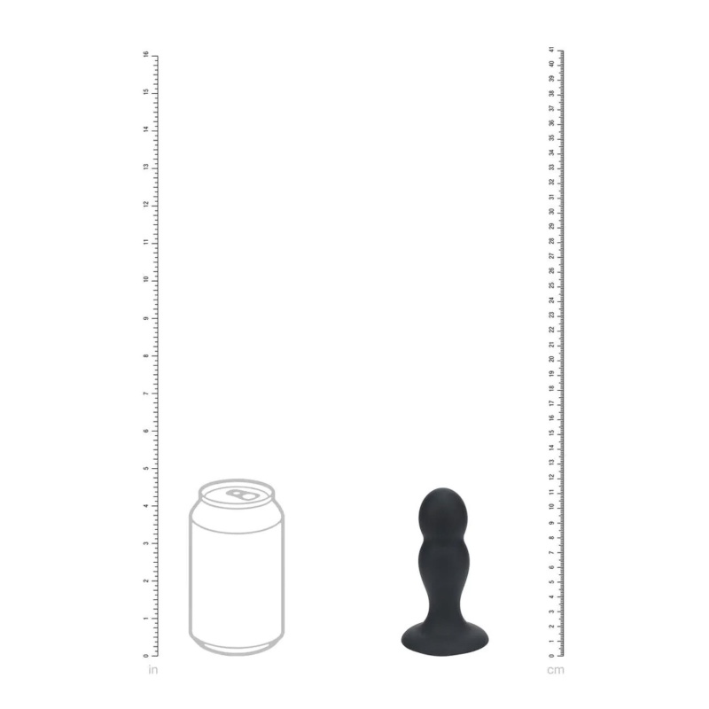 Double Rattle Liquid Silicone Anal Plug - M - Black - 4