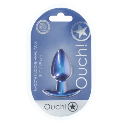 Smooth Silicone Anal Plug - Medium - 3.1 / 7,9 cm - Metallic Blue - 1 2