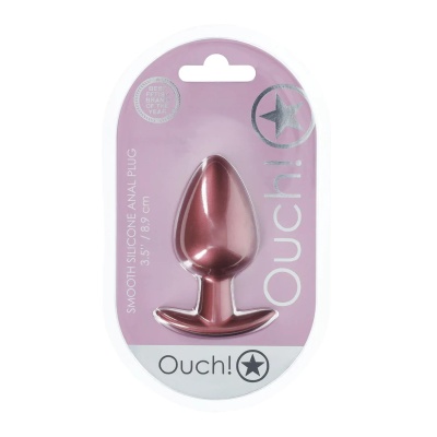 Smooth Silicone Anal Plug - Large - 3.5" / 8,9 cm - Rose Gold - 1 2