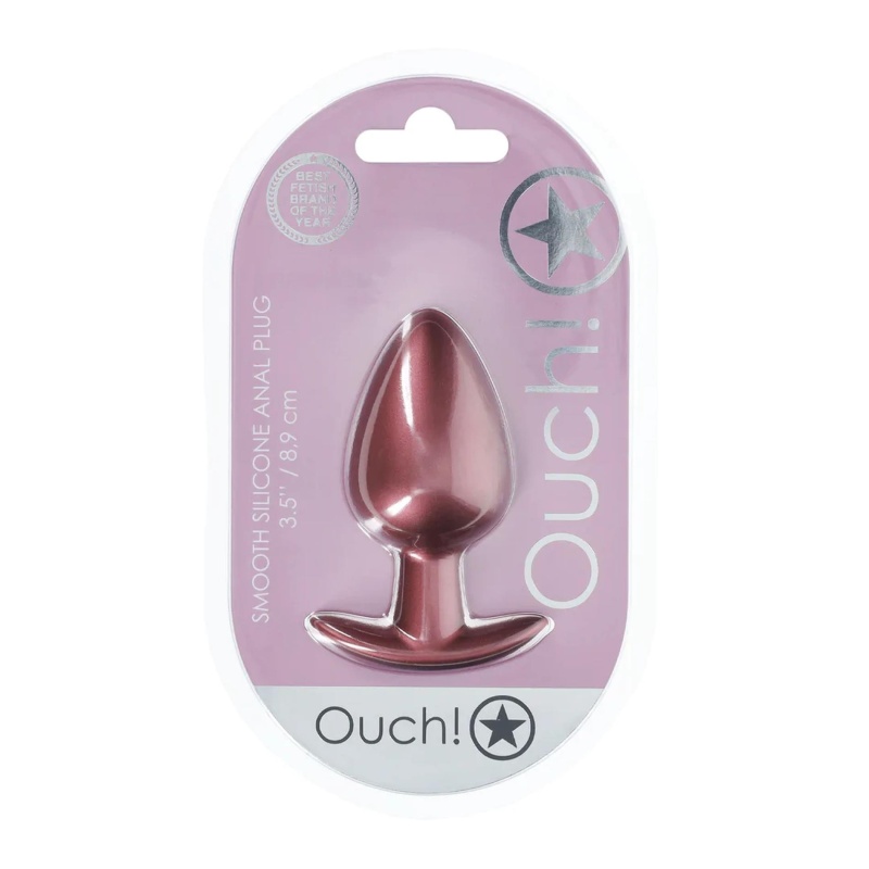 Smooth Silicone Anal Plug - Large - 3.5" / 8,9 cm - Rose Gold - 2