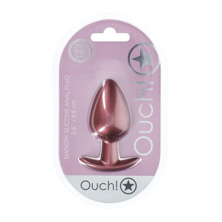Smooth Silicone Anal Plug - Large - 3.5" / 8,9 cm - Rose Gold - 2