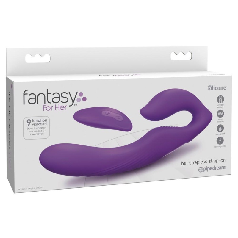 Wibrator bezramiączkowy Her Ultimate Strapless Str – podwójny stymulator z 9 trybami wibracji, ramię 22,2 cm, wkładka 11,9 cm - 1