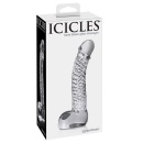 Szklane dildo Icicles No. 61 Clear z karbowaną strukturą spiralną 16,5 cm - 1
