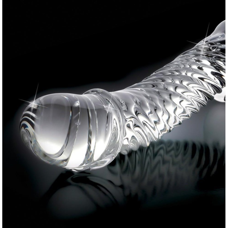 Szklane dildo Icicles No. 61 Clear z karbowaną strukturą spiralną 16,5 cm - 3