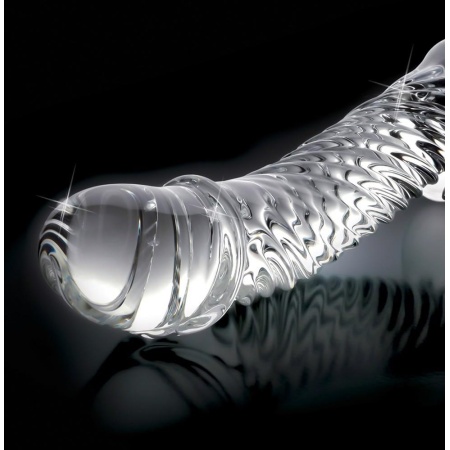 Szklane dildo Icicles No. 61 Clear z karbowaną strukturą spiralną 16,5 cm - 3