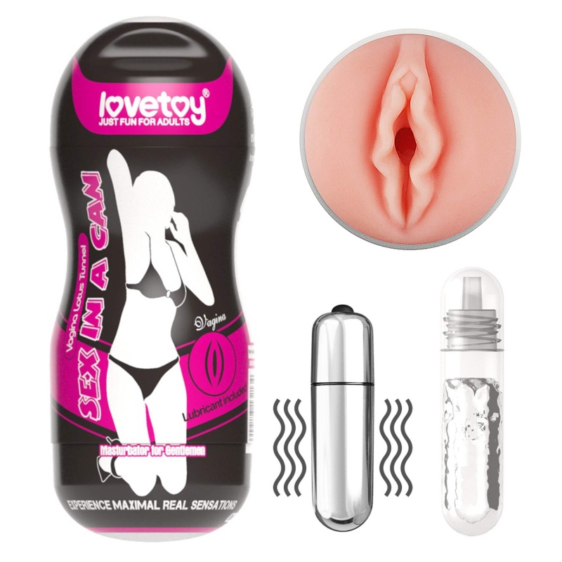 Masturbator wibrujący Sex In A Can Vagina Lotus Tunnel 16 cm - 1