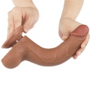 Dildo Sliding Skin Dual Layer Dong 21,6 cm Brązowy - 5
