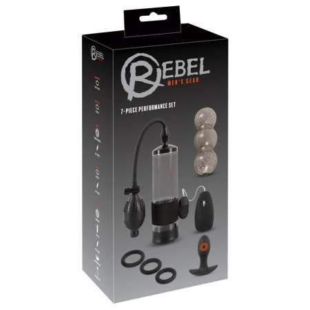 Rebel Performance Set – 7-elementowy zestaw do treningu prącia i prostaty z pompą próżniową 56 cm i regulowanym zaworem bezpiecz - 1