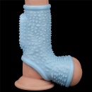 Wibrujący pierścień erekcyjny Drip Knights Ring z mankietem na mosznę 12,2 cm niebieski - 4