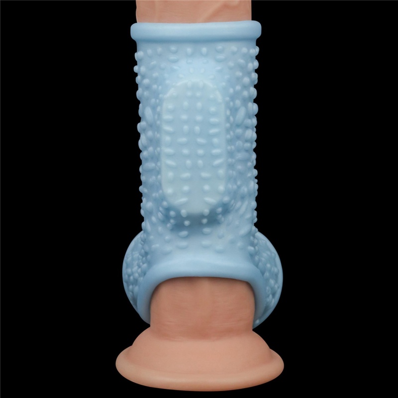 Wibrujący pierścień erekcyjny Drip Knights Ring z mankietem na mosznę 12,2 cm niebieski - 5