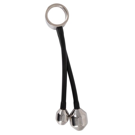 Metalowy pierścień erekcyjny Heavy Gear z dwiema wtyczkami analnymi – Ø 4,5 cm, 840 g - 2