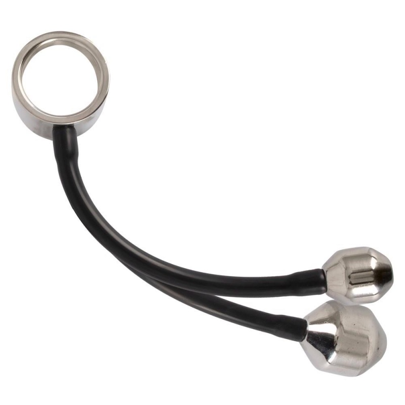 Metalowy pierścień erekcyjny Heavy Gear z dwiema wtyczkami analnymi – Ø 4,5 cm, 840 g - 4