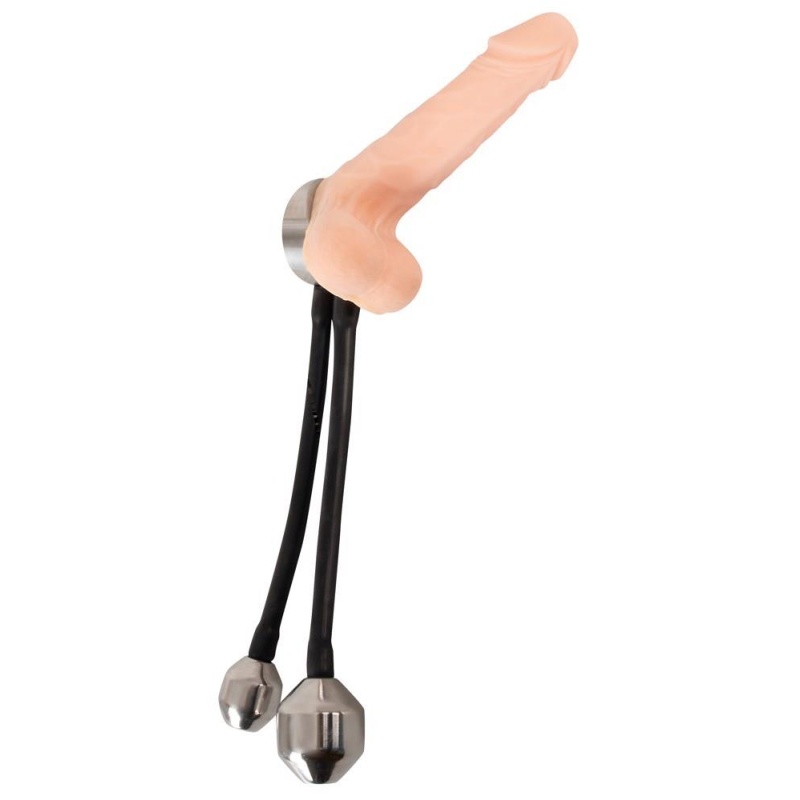 Metalowy pierścień erekcyjny Heavy Gear z dwiema wtyczkami analnymi – Ø 4,5 cm, 840 g - 8