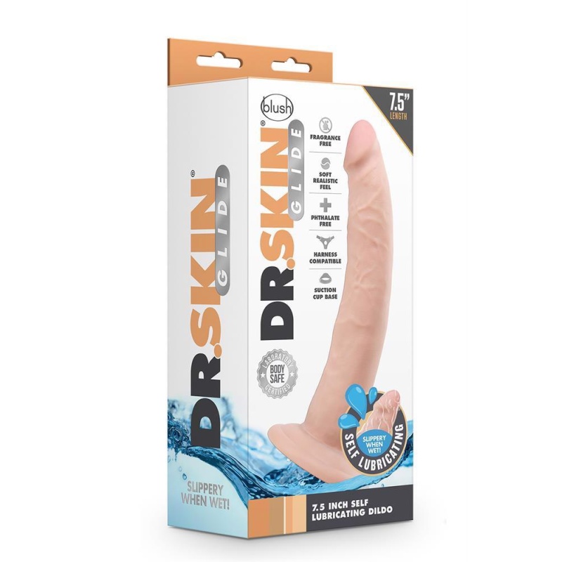 Dildo Glide Samosmarujące się 19 cm z Przyssawką i Uprzężą O-ring - 1