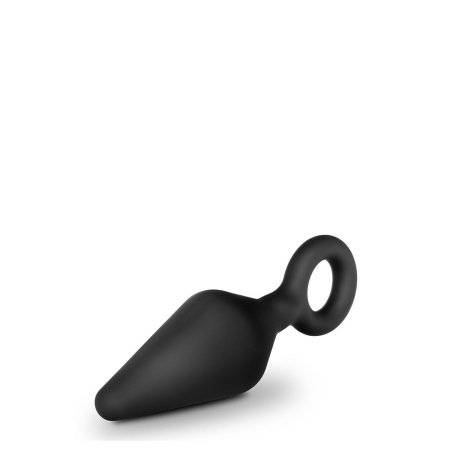 Wtyczka analna Loop Plug Large Black - stożkowa, z silikonu platynowego, z pętlą, 13,3 cm - 3