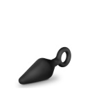 Wtyczka analna Loop Plug Large Black - stożkowa, z silikonu platynowego, z pętlą, 13,3 cm - 3