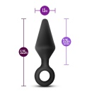 Wtyczka analna Loop Plug Large Black - stożkowa, z silikonu platynowego, z pętlą, 13,3 cm - 4