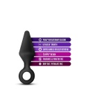 Wtyczka analna Loop Plug Large Black - stożkowa, z silikonu platynowego, z pętlą, 13,3 cm - 5
