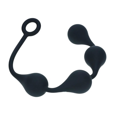 Waterdrop Silicone Anal Balls - L - 40mm - Black - 1