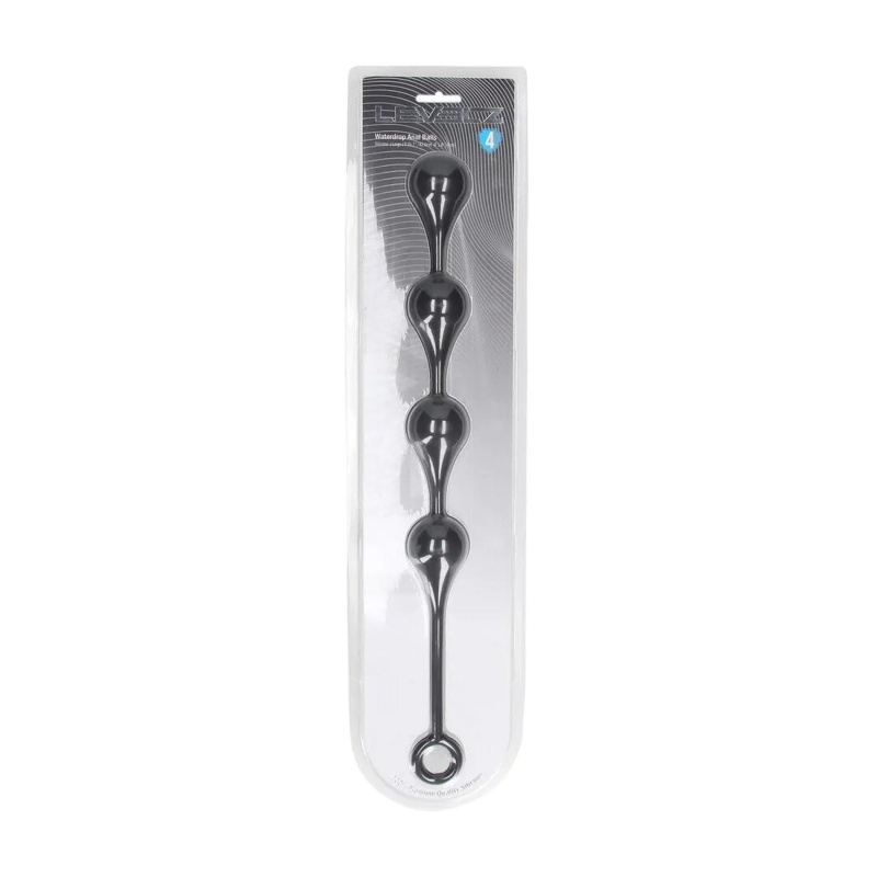 Waterdrop Silicone Anal Balls - L - 40mm - Black - 2