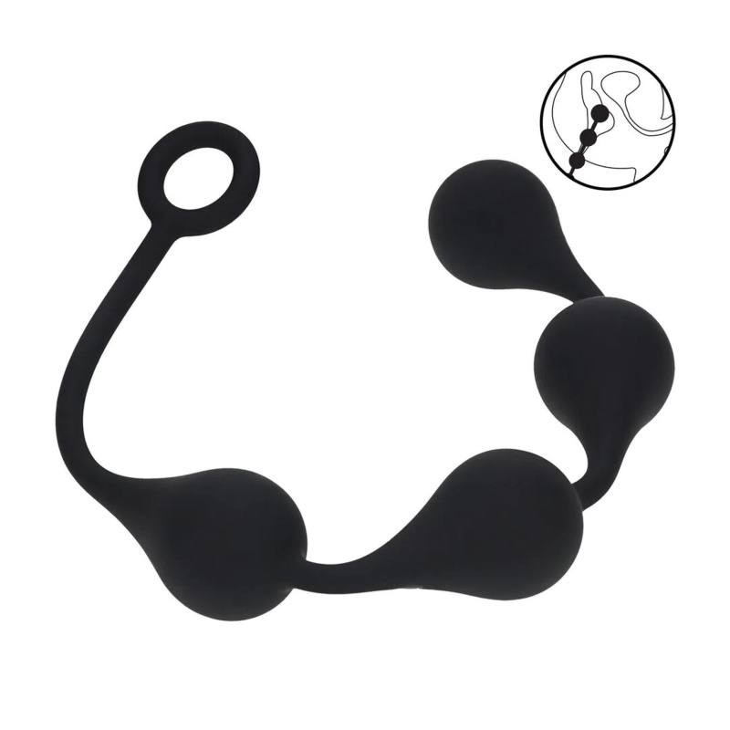 Waterdrop Silicone Anal Balls - L - 40mm - Black - 3
