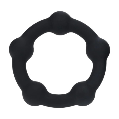Beaded Silicone Cockring - L - 45mm - Black - 1