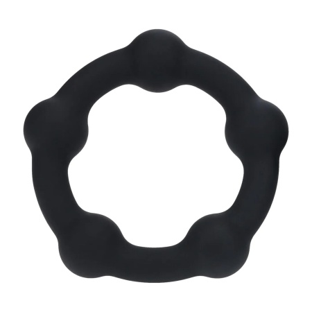 Beaded Silicone Cockring - L - 45mm - Black - 1