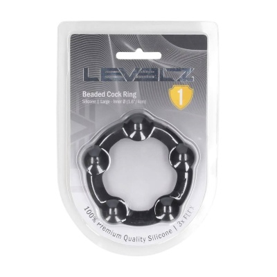 Beaded Silicone Cockring - L - 45mm - Black - 1 2