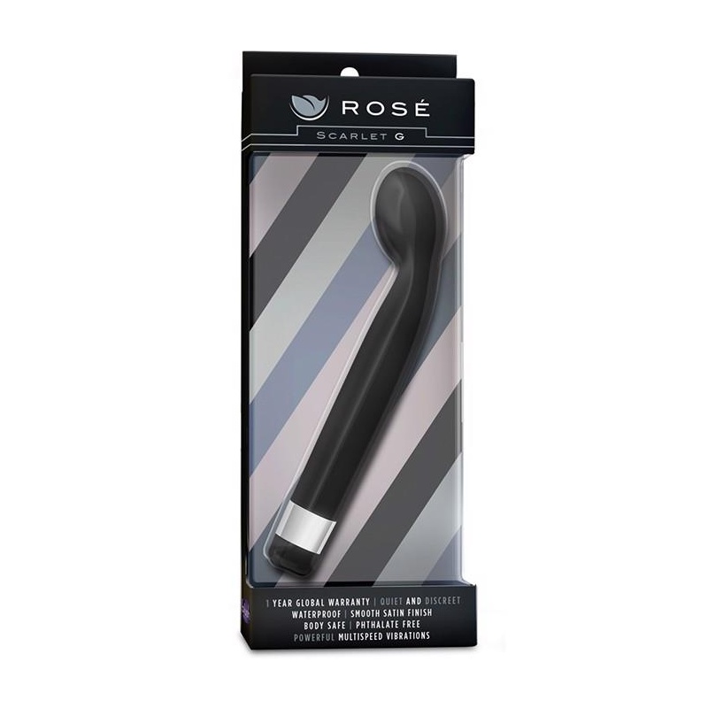 Wibrator punktu G Rose Scarlet G Black - zakrzywiony, wielobiegowy, 21,6 cm - 1