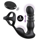 Stymulator prostaty z pierścieniem erekcyjnym Ass-Gasm Slide & Glide Black – ruchomy masaż perełkowy, 19 cm - 2