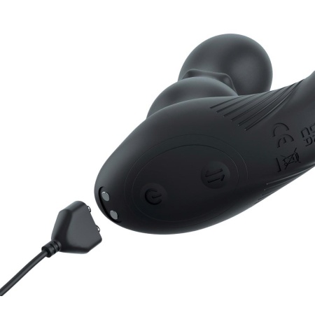 Stymulator prostaty z pierścieniem erekcyjnym Ass-Gasm Slide & Glide Black – ruchomy masaż perełkowy, 19 cm - 4