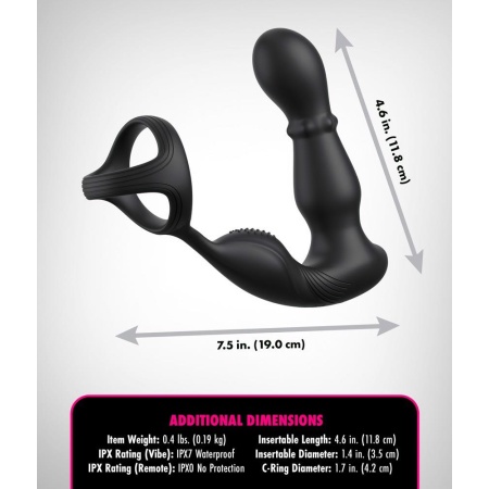 Stymulator prostaty z pierścieniem erekcyjnym Ass-Gasm Slide & Glide Black – ruchomy masaż perełkowy, 19 cm - 5