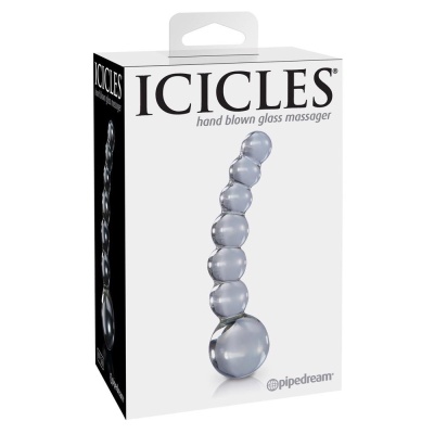 Icicles No. 66 Clear — Szklane Dildo Analne z Koralikami, 12 cm - 1