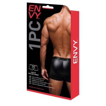 ENVY LACE-UP WETLOOK TRUNKS BLACK RED, M/L - 3
