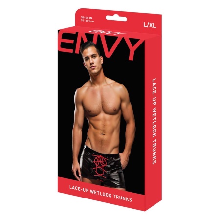 ENVY LACE-UP WETLOOK TRUNKS BLACK RED, M/L - 5