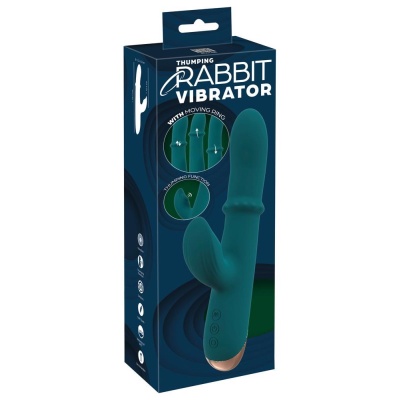 Wibrator Thumping Rabbit z ruchomym pierścieniem - podwójna stymulacja, 22,7 cm - 1