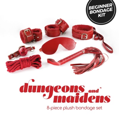 Zestaw BDSM Dungeons & Maidens Czerwony 8-częściowy z regulowanymi akcesoriami - 1 2