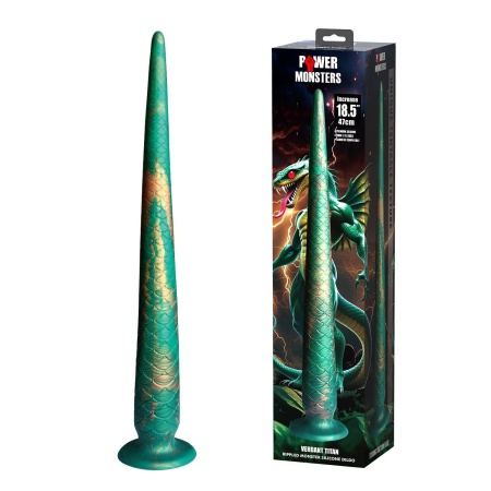 Dildo fantasy Verdant Titan 47 cm z teksturą łusek i przyssawką - 1