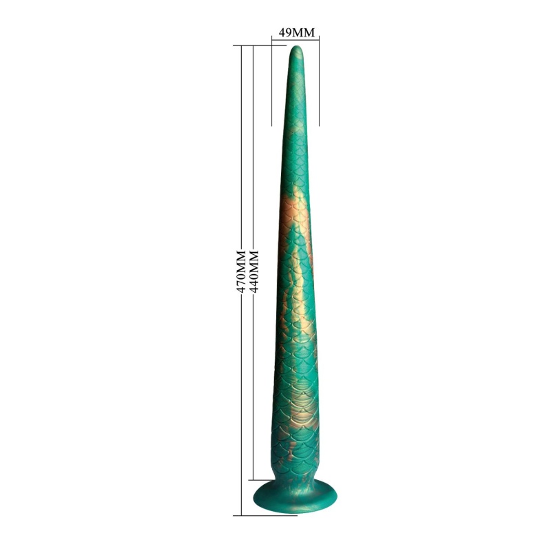 Dildo fantasy Verdant Titan 47 cm z teksturą łusek i przyssawką - 7