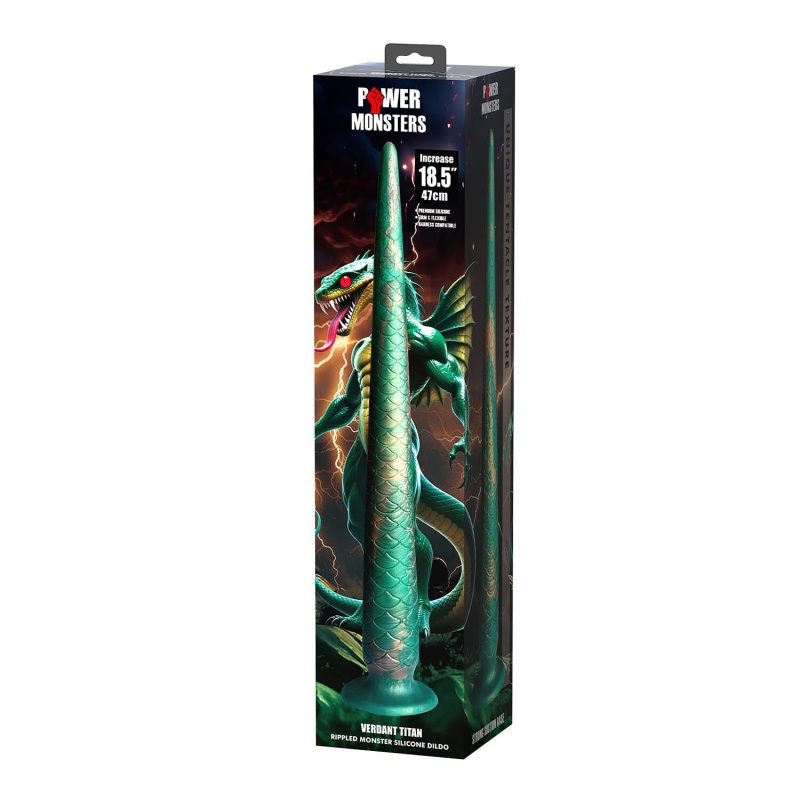 Dildo fantasy Verdant Titan 47 cm z teksturą łusek i przyssawką - 8