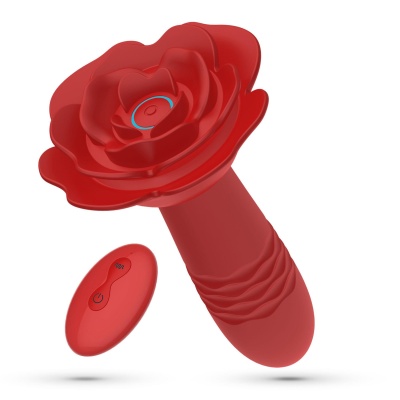 Korek analny Romeo z funkcją thrust i wibracji, 14,2 cm, czerwony - 1
