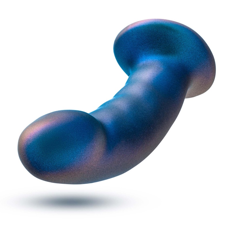 Rebellion Peg Blue - zakrzywiony dildo G-spot z silikonu platynowego, kompatybilny z uprzężą strap-on, 14,6 cm - 3