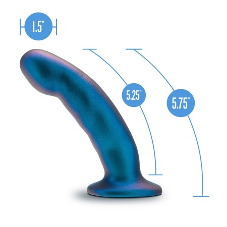 Rebellion Peg Blue - zakrzywiony dildo G-spot z silikonu platynowego, kompatybilny z uprzężą strap-on, 14,6 cm - 5